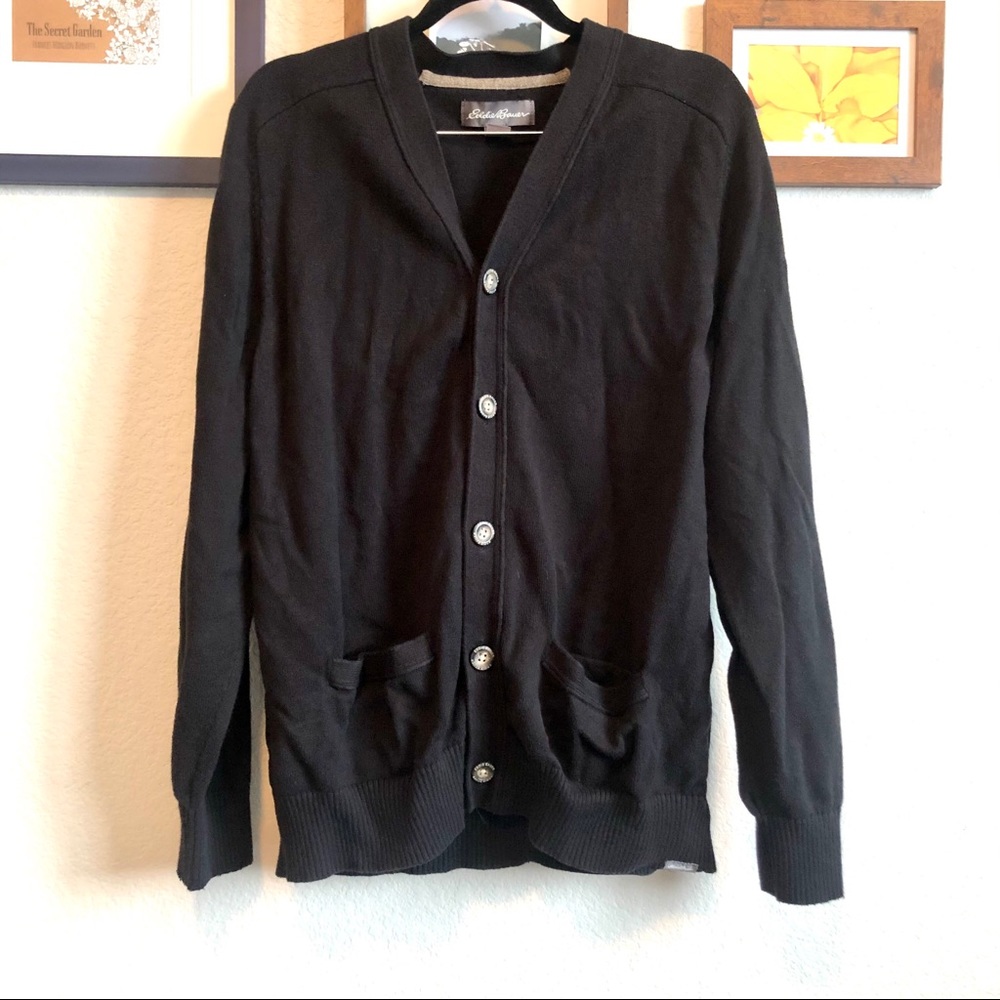 GUC Eddie Bauer V-Neck Cardigan, Black XL